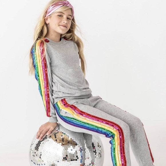LOLA + THE BOYS SEQUIN RAINBOW TRACKSUIT SET - Picture 7 of 8